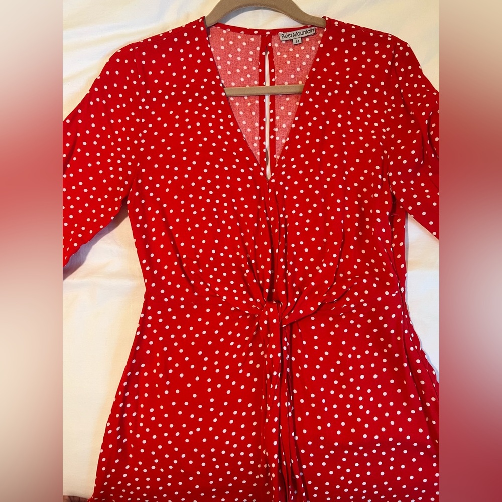 Red polka dot dress